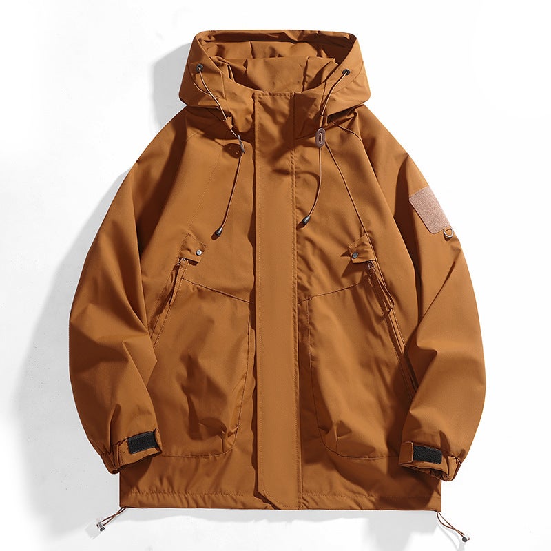 J90 new spring and autumn assault clothing outdoor waterproof autumn coat mens jacket mens functional style work Burnt orange - Image 1