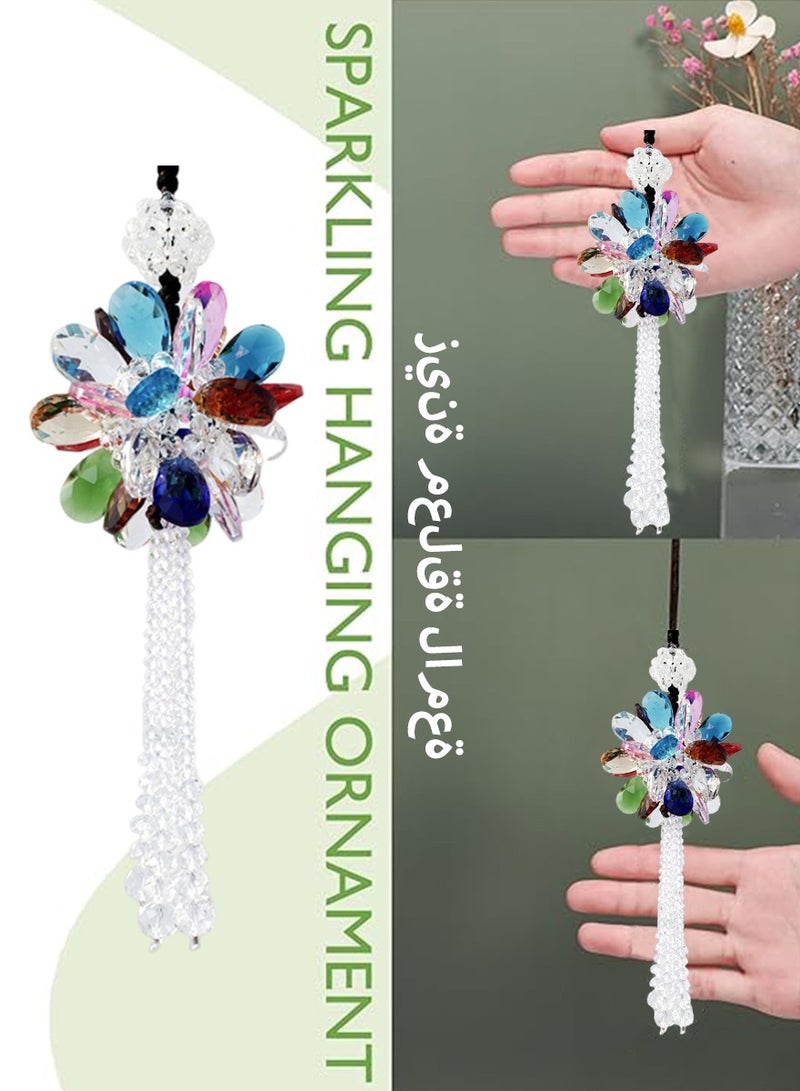 DPTER Sparkling Sunflower Tassel Crystal Pendant Rearview Mirror, Colorful Crystal Diamond Car Interior Pendant Car Accessories Valentine's Day Luxury Decoration for Women and Men - Image 4