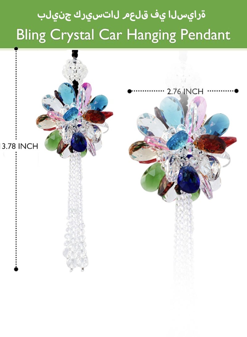 DPTER Sparkling Sunflower Tassel Crystal Pendant Rearview Mirror, Colorful Crystal Diamond Car Interior Pendant Car Accessories Valentine's Day Luxury Decoration for Women and Men - Image 3