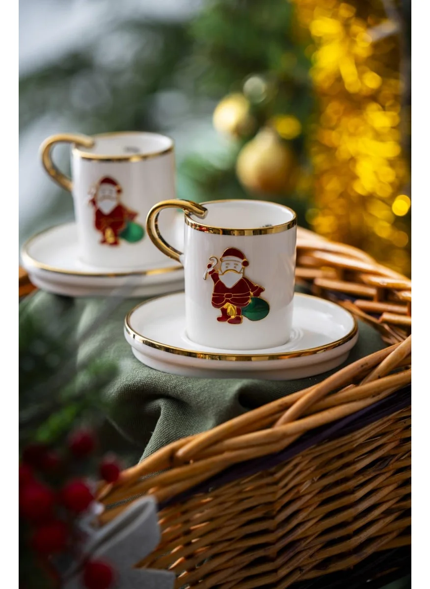 Acar Rennes 2 Person Santa Claus Coffee Cup Set - 90 ml