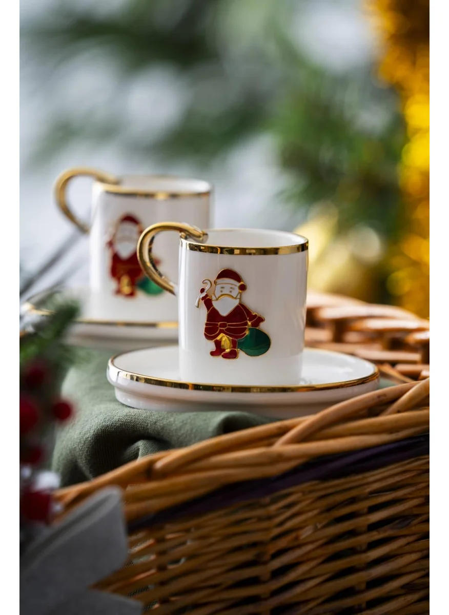 Acar Rennes 2 Person Santa Claus Coffee Cup Set - 90 ml