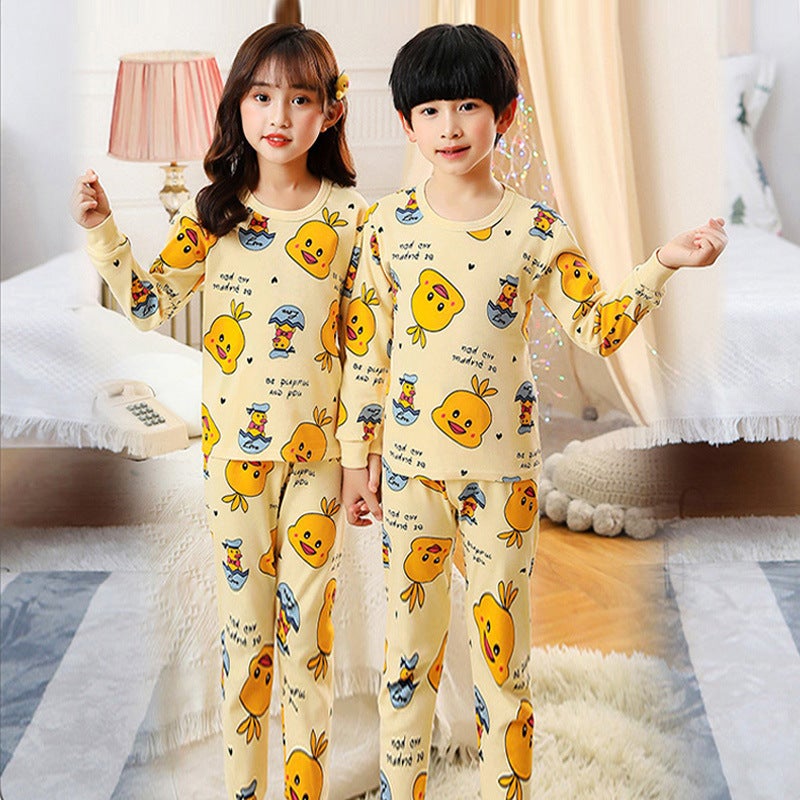 Cotton Cartoon Printed Children'S Home Clothing Suit 24 New Boys And Girls Thermal Underwear Suit - Image 1