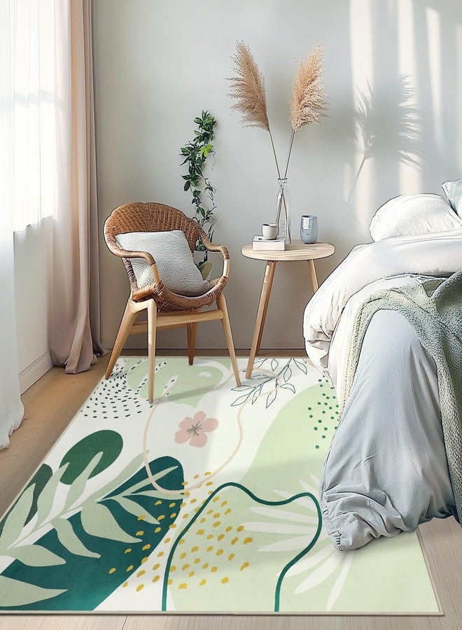 Capslpad Area Rugs 5x7, Washable Nursery Rug, Low Pile Soft Non-Shedding Playroom Carpet, Botanical Print Green Rugs for Bedroom, Classroom, Living Room - Image 3