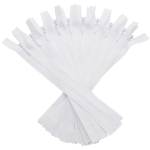 YaHoGa 10pcs 24 Inches Invisible Zippers Conceal Zippers for Sewing Dress Garments Clothes Pillow Tailor Craft White 24 - Image 1