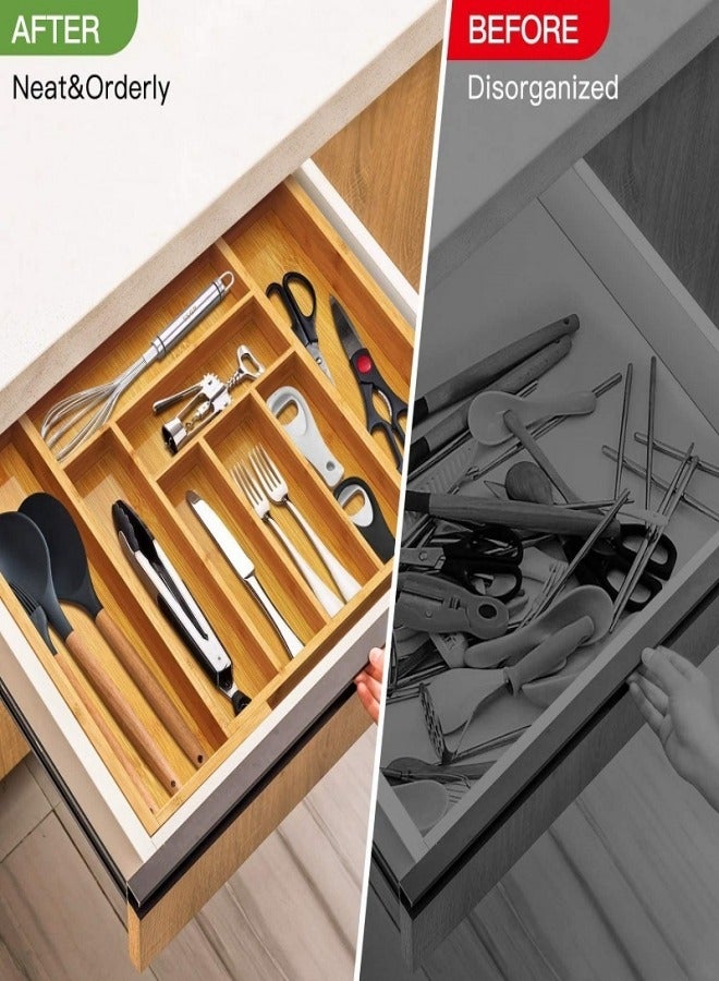 MIXDE Bamboo Expandable Drawer Organizer, Silverware Utensil Holder and Closet Cutlery Tray for Kitchen, Home  - Image 5
