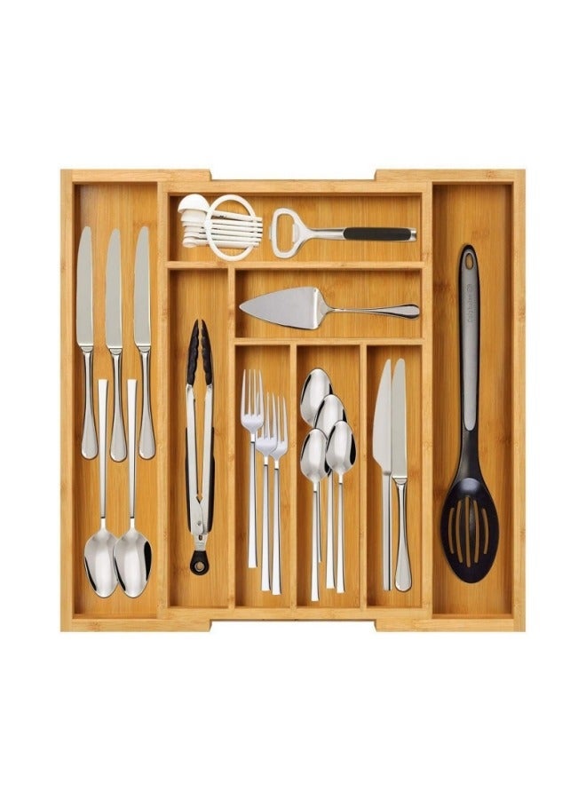 MIXDE Bamboo Expandable Drawer Organizer, Silverware Utensil Holder and Closet Cutlery Tray for Kitchen, Home  - Image 2