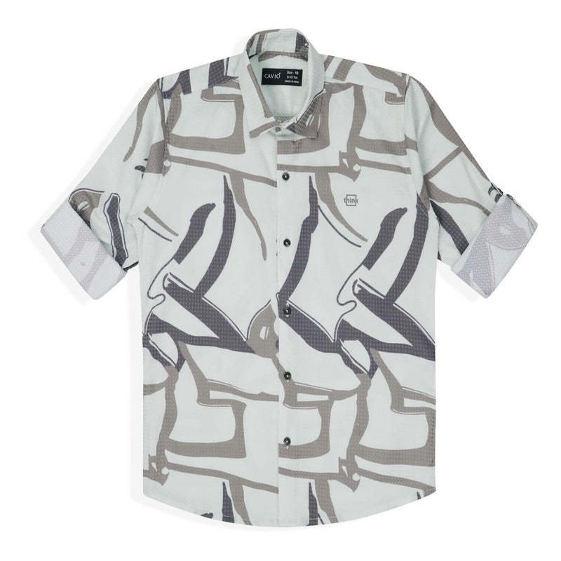 CAVIO Boys Cotton Blend Full Sleeves Printed Casual Shirt LightGreen - Image 4