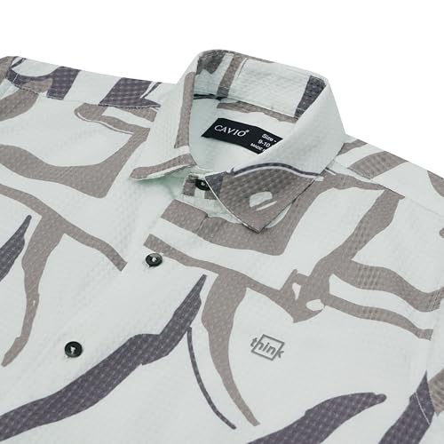 CAVIO Boys Cotton Blend Full Sleeves Printed Casual Shirt LightGreen - Image 2