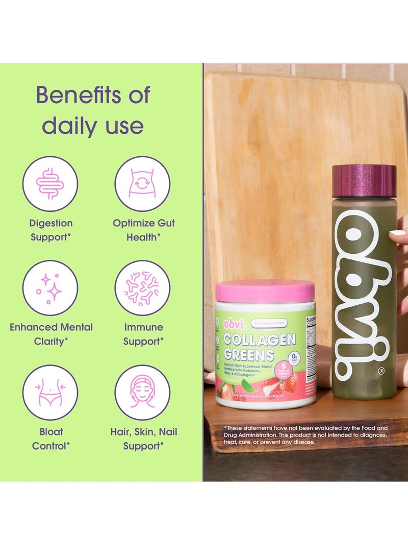 Obvi Collagen Greens Strawberry Lychee 225g 25 serving - Image 3