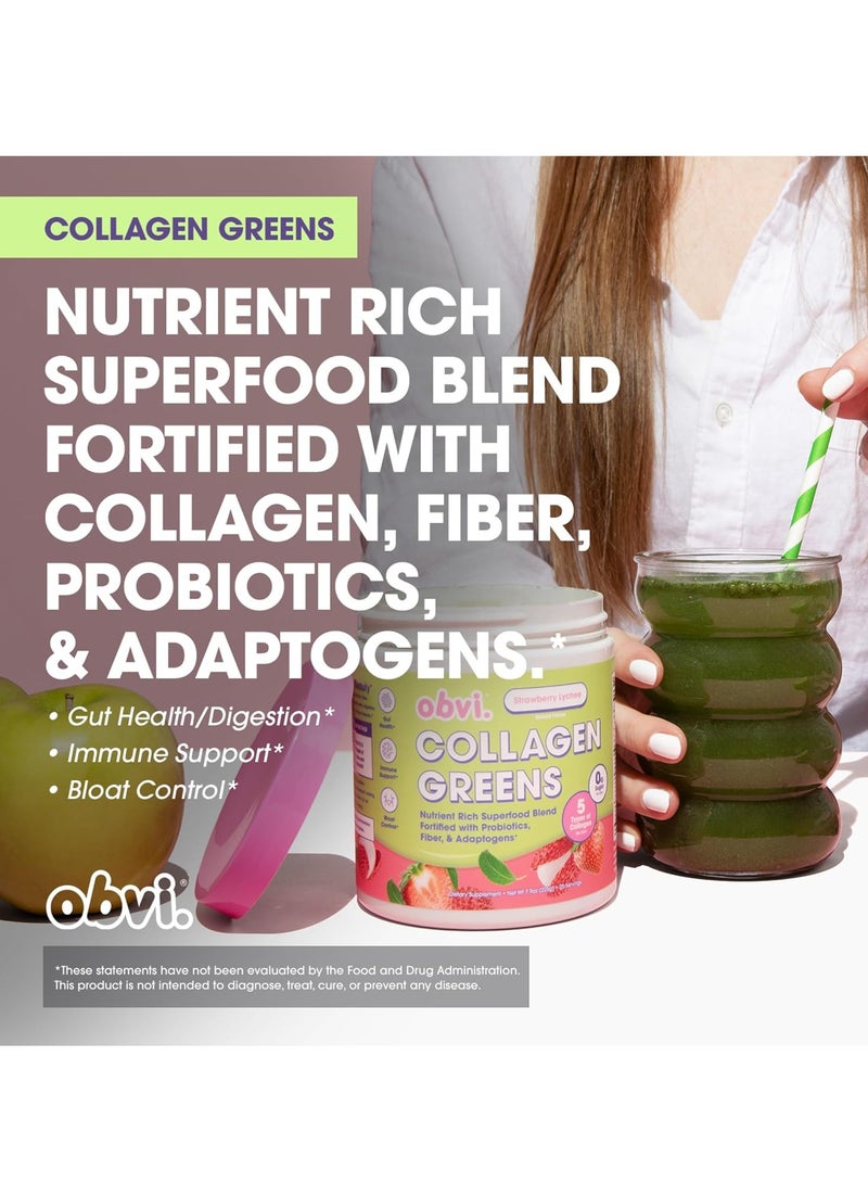 Obvi Collagen Greens Strawberry Lychee 225g 25 serving - Image 4