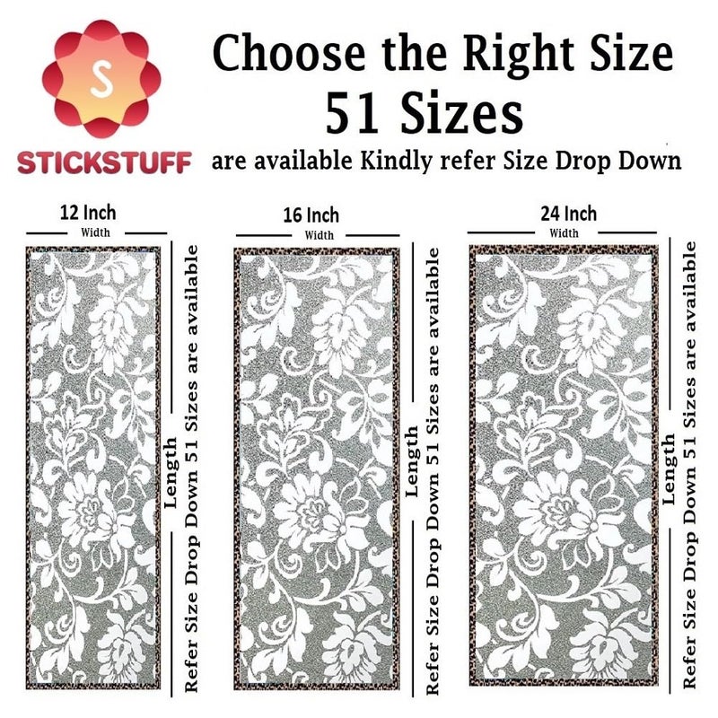 STICKSTUFF STICKSTUFF Premium Window Films Privacy Film Self Adhesive Decorative Film for Bathroom Door Window Heat Control Anti UV White Flowers 24x12 Inch  - Image 2