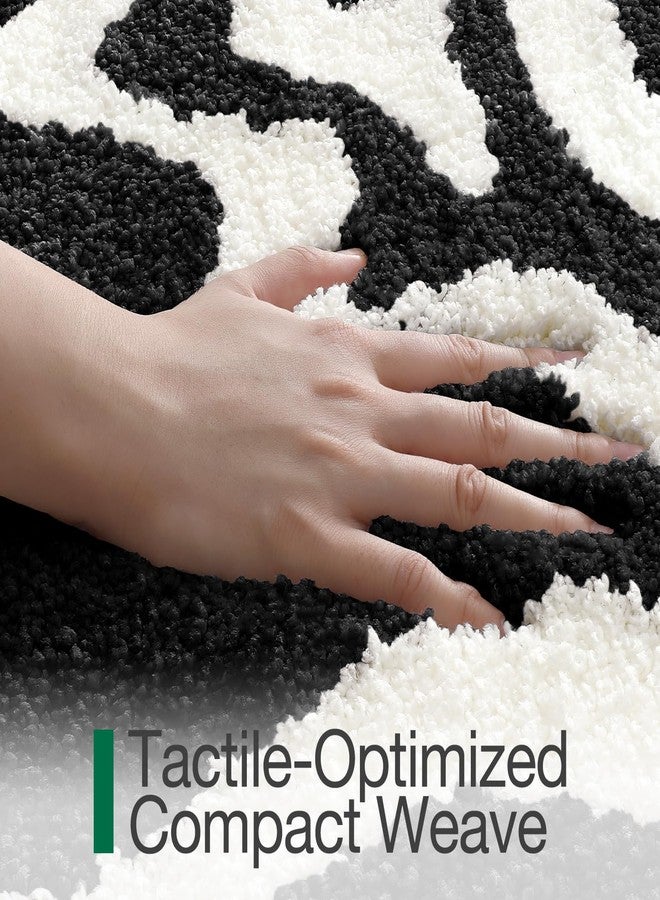 LUMI Non Slip Bathroom Rug Modern Aesthetic, Ultra Soft Absorbent Washable Bath Mats, Quick Dry Premium Floor Rugs for Shower, Tub, Black and White, 16x24 - Image 5