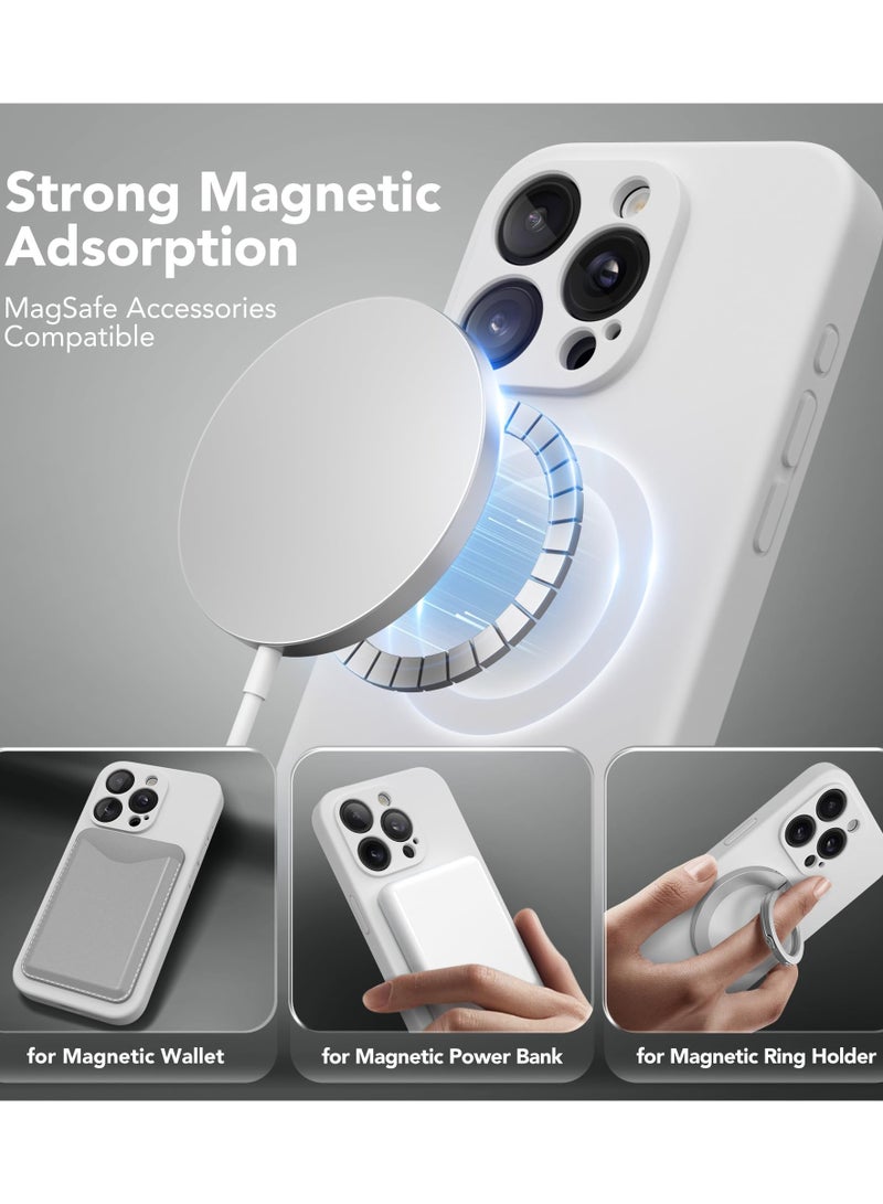 SUYDANBOX Magnetic for iPhone 15 Pro Case Compatible with MagSafe [Full Camera Protection][Screen Protector] Silicone Shockproof Protective Phone Case for iPhone 15 Pro 6.1" White - Image 2