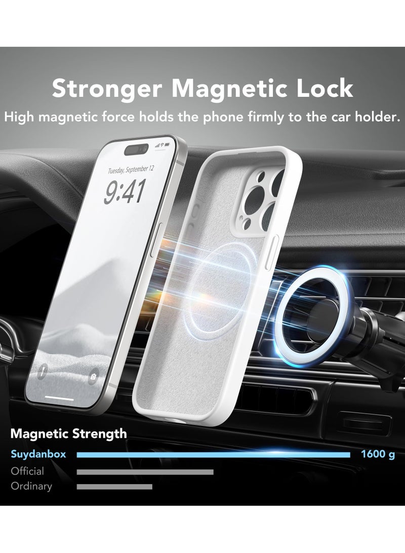 SUYDANBOX Magnetic for iPhone 15 Pro Case Compatible with MagSafe [Full Camera Protection][Screen Protector] Silicone Shockproof Protective Phone Case for iPhone 15 Pro 6.1" White - Image 3