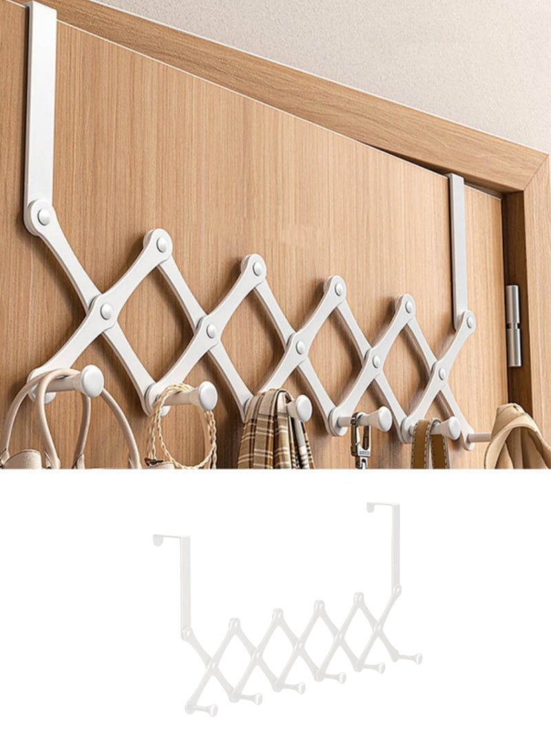 ممون رف تخزين معدني قابل للطي وقابل للتعديل على الحائط مع 6 خطافات، رف تخزين قبعات البيسبول المعلقة، مناسب لأبواب غرفة المعاطف وأبواب غرف النوم