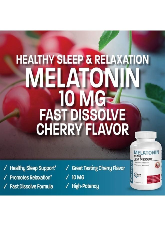 Melatonin 10mg Fast Dissolve Cherry Flavored Tablets Vegetarian Chewable Lozenges, 360 Count