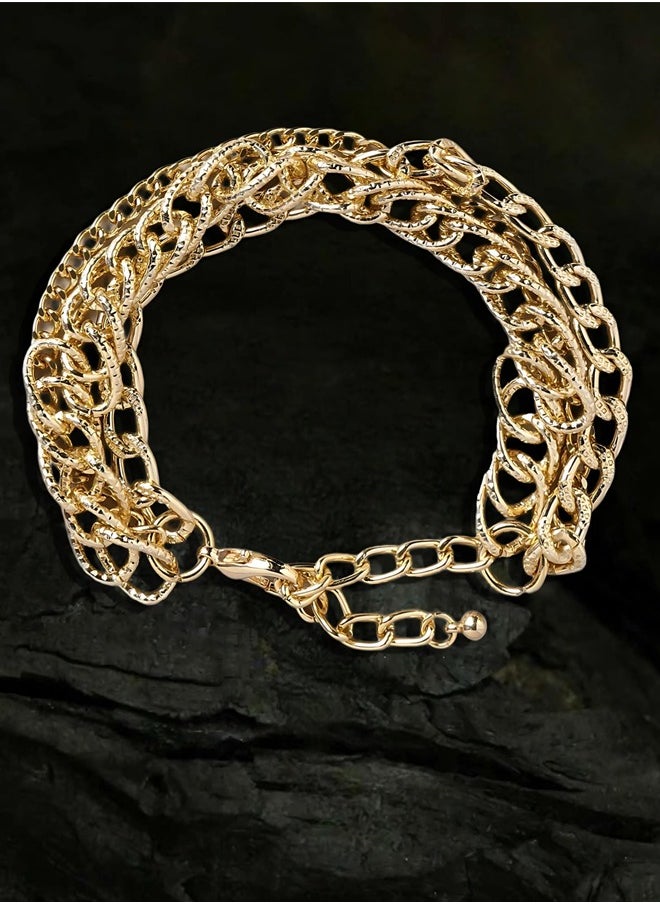 Just Peachy Just Peachy Women Gold-Plated Chain Bracelet, Adjustable & Elegant Design, Hypoallergenic & Tarnish Resistant, Premium Quality Jewelry, Perfect for Everyday Wear or Special Occasions  - Image 3