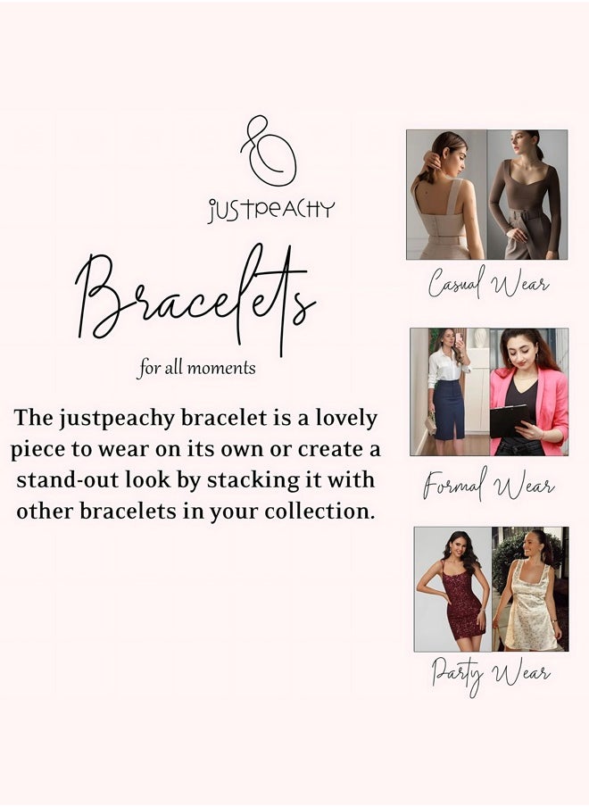 Just Peachy Just Peachy Women Gold-Plated Chain Bracelet, Adjustable & Elegant Design, Hypoallergenic & Tarnish Resistant, Premium Quality Jewelry, Perfect for Everyday Wear or Special Occasions  - Image 5