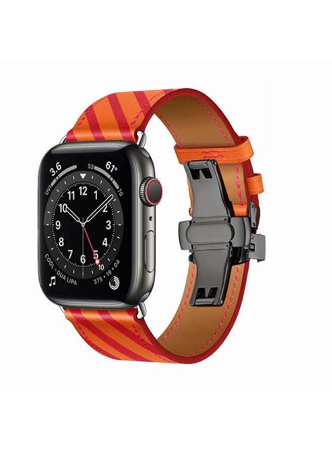 NIBEMINENT Replacement Band For Apple Watch Series 6/SE/5/4/3/2/1 Orange/Rose Red - Image 2