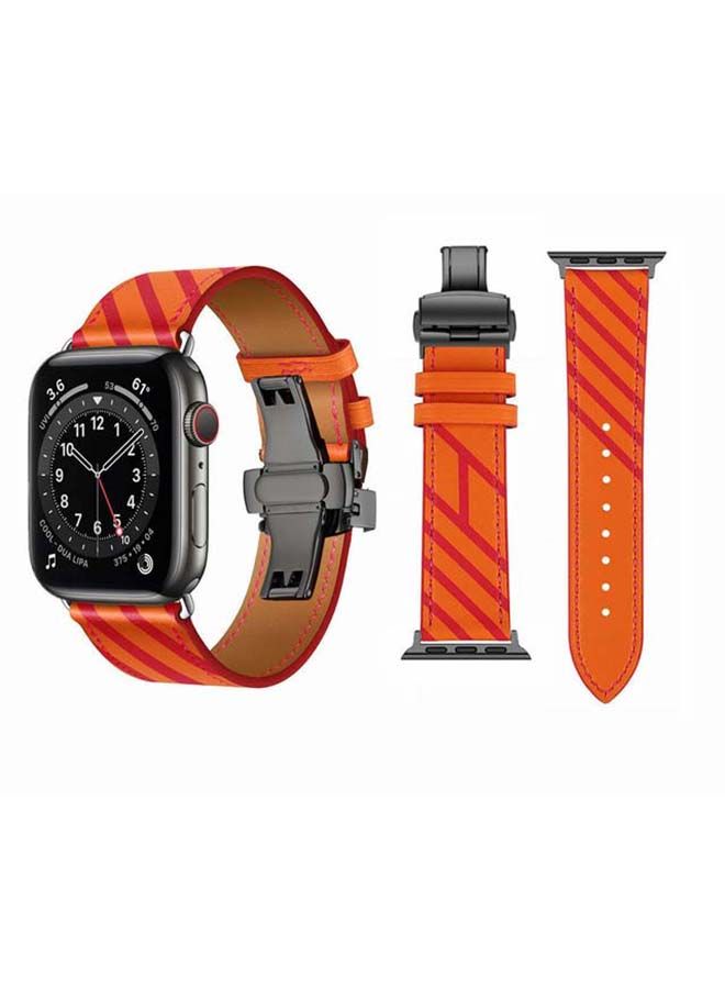 NIBEMINENT Replacement Band For Apple Watch Series 6/SE/5/4/3/2/1 Orange/Rose Red - Image 1