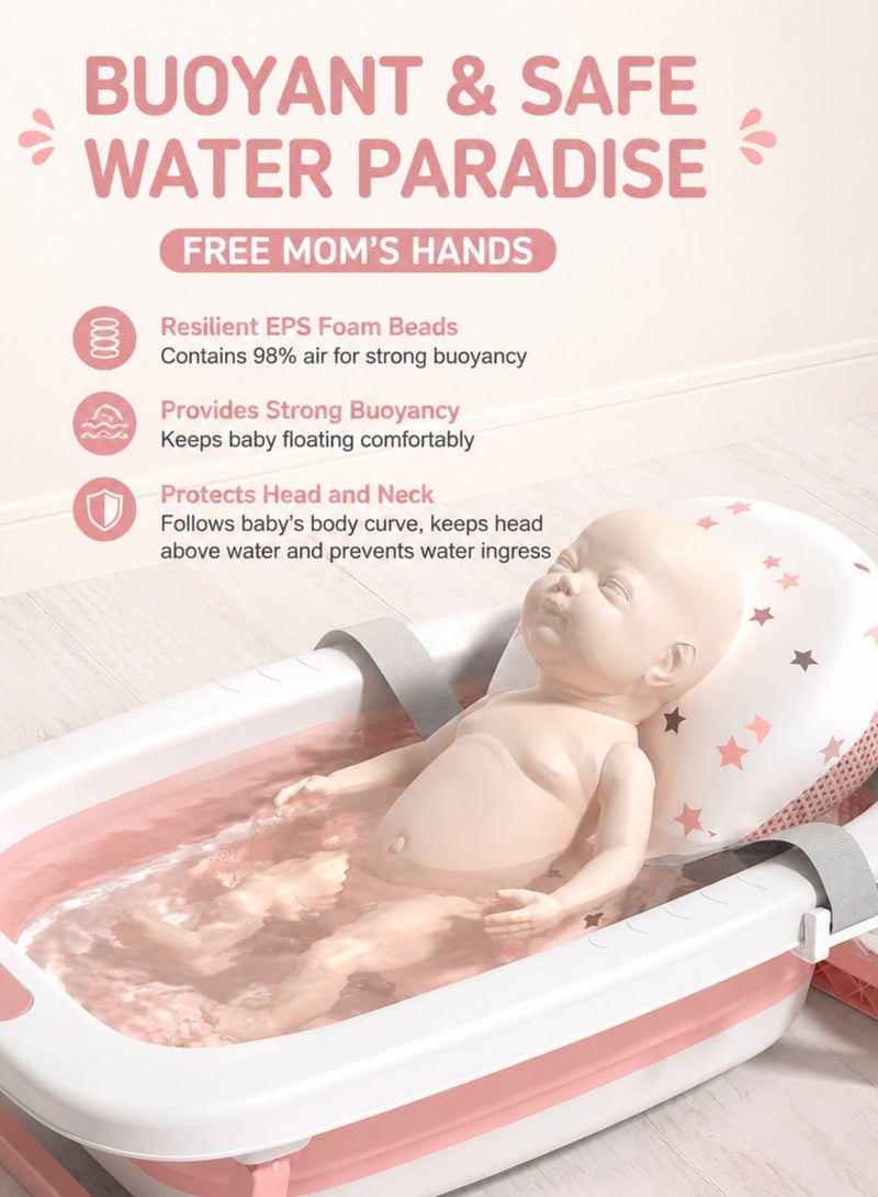 ARNOTEC Foldable Baby Bathtub with Bear-Star Bath Cushion – 45L Large Capacity, 85×47×10cm, Foldable, Anti-Slip, Comfortable for Newborns to 6 Years, Easy Storage & Hygienic Bathing - Image 3