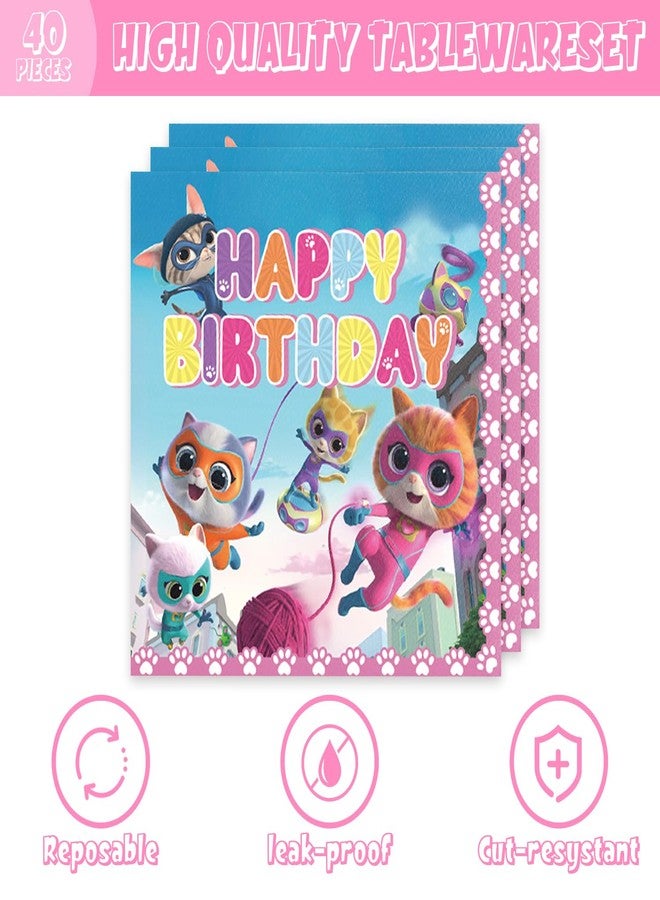 MUSNOW 40Pack Super Kitties Party Supplies include 20 plates, 20 napkins for the Super Kitties Party Decoration Plates - Image 4