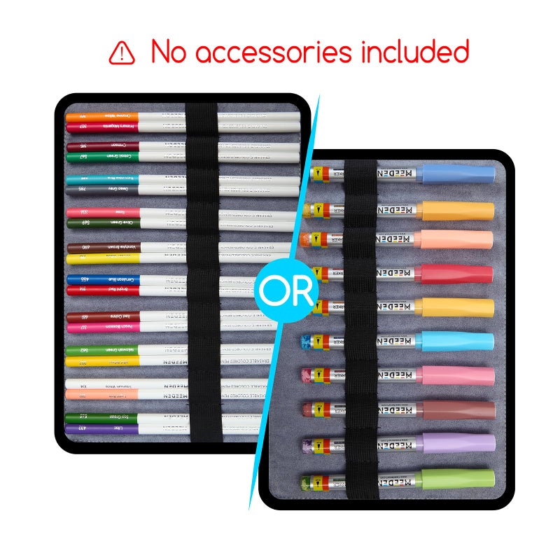 MEEDEN Pencil Marker Organizer Case: Premium PU Leather Zipper Pouch Lined with Silky Velvet - Large Capacity Pen Bag Supplies for Men & Artists â€“ Slate Gray - Image 4