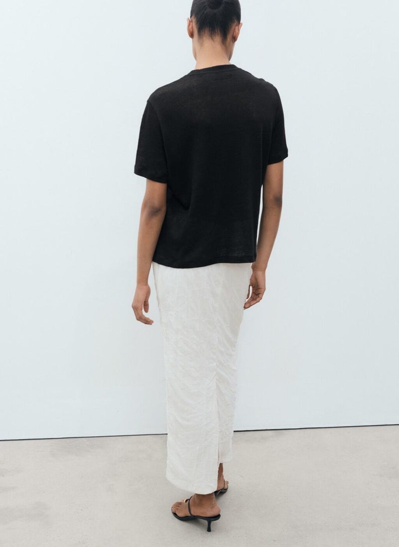 MANGO Short-Sleeved Linen T-Shirt  - Image 2
