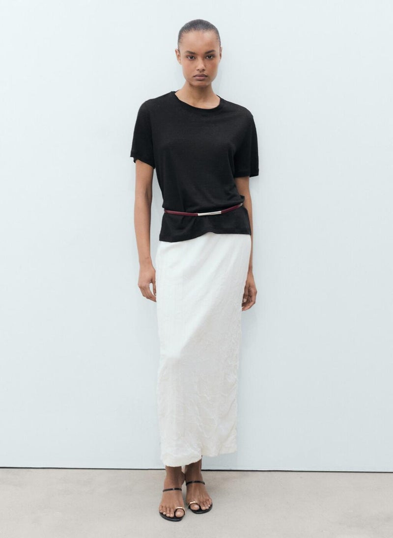 MANGO Short-Sleeved Linen T-Shirt  - Image 4