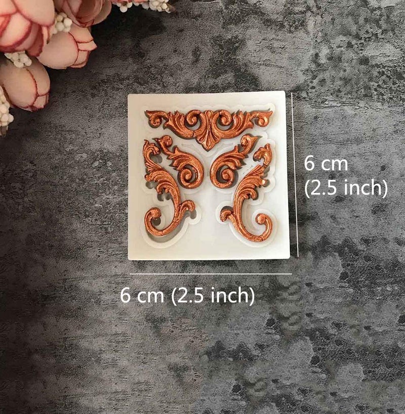 Juland 6 PCS Silicone Fondant Cake Mold Baroque Style Retro Photo Frame Mold for Sugarcraft  Cake Border Decoration  Cupcake Topper  Jewelry  Polymer Clay  Crafting Projects - Gray - Image 2