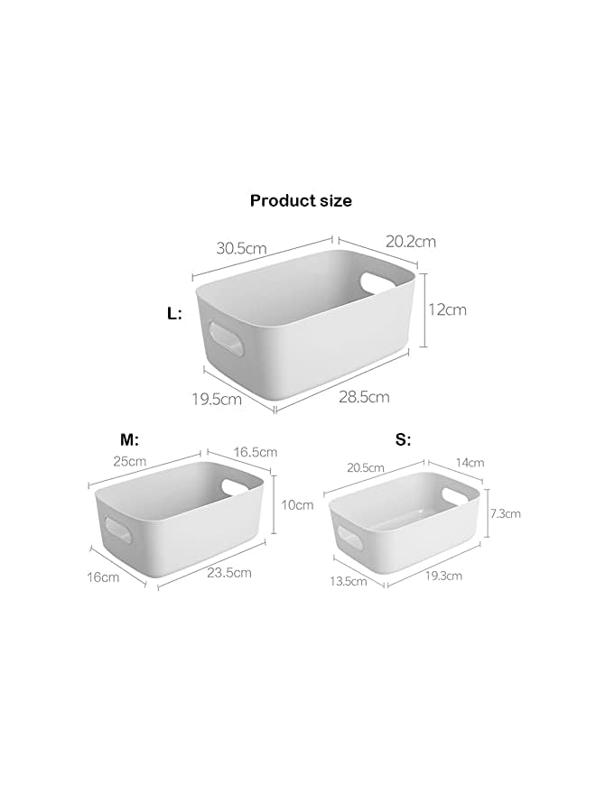 Zaboon صندوق تخزين وصندوق تخزين وسلال ألعاب وحاويات تخزين طعام لتنظيم سلة تخزين منظمة مع مقابض للمطبخ والمنزل والمكتب وخزانة الأطفال باللون الأبيض * 4 قطع/مجموعة (S:20 * 14 * 7.3 سم) - Image 3