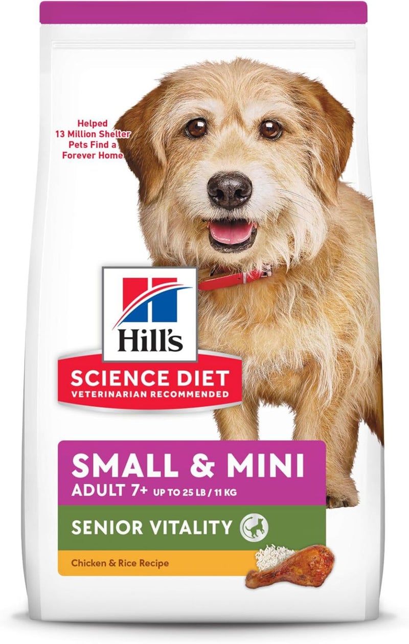 Hills Science Diet Adult 7 Senior Vitality Small  Mini Chicken  Rice Recipe Dry Dog Food 125 lbs - Image 1