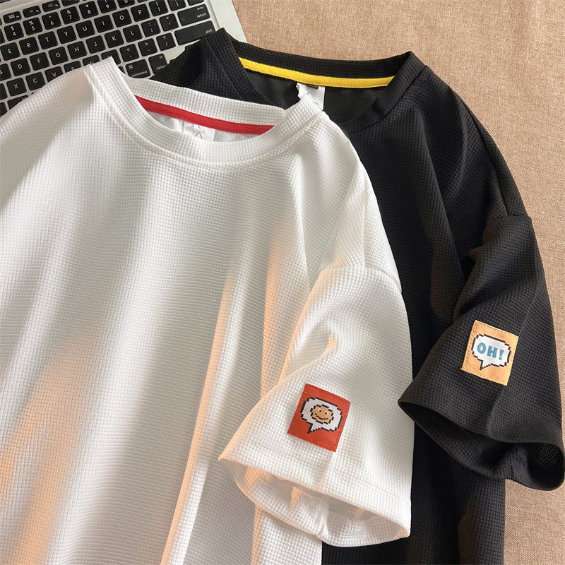 Heavy ~~~ Short-Sleeved Men'S Summer Loose Crewneck T-Shirt Trendy Label Simple Fashion Half-Sleeved Couple'S T-Shirt - Image 2