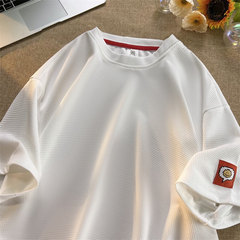 Heavy ~~~ Short-Sleeved Men'S Summer Loose Crewneck T-Shirt Trendy Label Simple Fashion Half-Sleeved Couple'S T-Shirt - Image 3