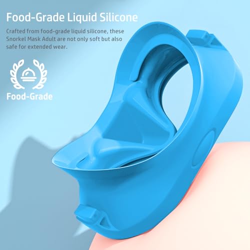 KLERICER NARUTOO Snorkel Set Adults Fashionable Macaron Colors Frameless Snorkeling Mask Ultra Wide View AntiFog Snorkel Mask Set Portable Professional Diving Snorkeling Set Dark Blue - Image 3
