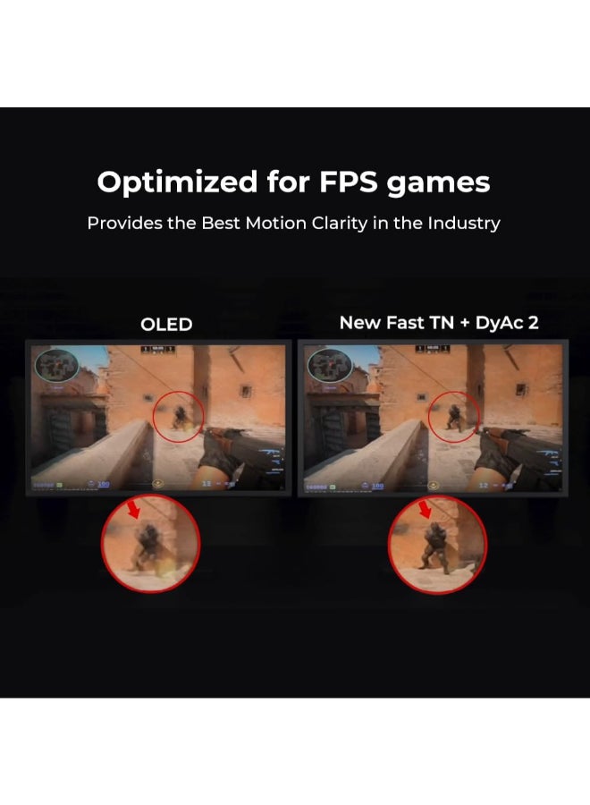 BenQ 24.1 inch Zowie 600Hz Fast TN Gaming Monitor 0.5ms (GtG), DyAc 2, 1080p, Auto Game Mode via XL Setting to Share, S Switch, Shielding Hood, Height Adjust with Industrial-Grade Bearing, (HDMI 2.1, DP 1.4)‎ L2586X+ Black - Image 5