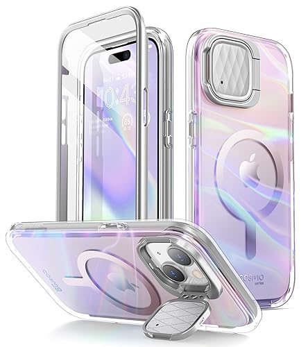 I-blason iBlason Cosmo Mag for iPhone 15 CaseiPhone 1413 Case 61 with Camera Cover Stand MagSafe Compatible Slim Stylish FullBody Protective Case with Builtin Screen Protector PinkWave - Image 1