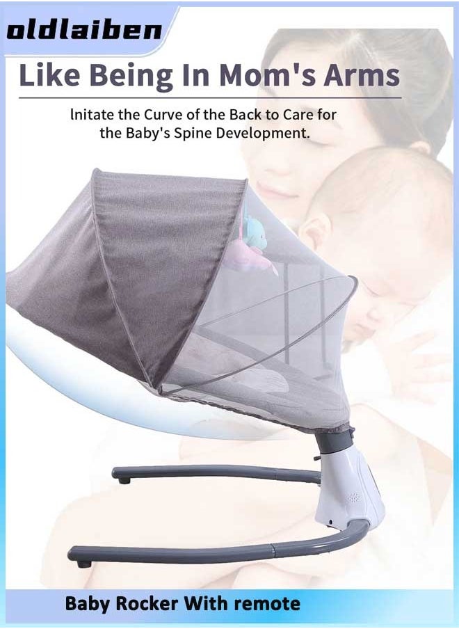 oldlaiben Baby Rocker With remote Baby Swing for Infants Bluetooth Swing with Music Speaker,3 Height Adjustments,12 Lullabies and 4 Speeds,Remote Control,Green  - Image 3