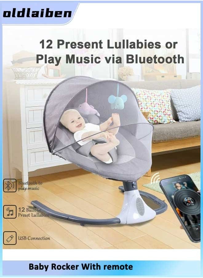 oldlaiben Baby Rocker With remote Baby Swing for Infants Bluetooth Swing with Music Speaker,3 Height Adjustments,12 Lullabies and 4 Speeds,Remote Control,Green  - Image 4