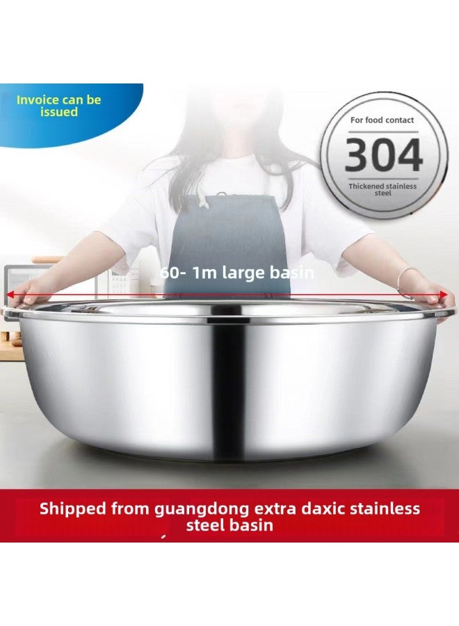 304 Food Grade Stainless Steel Basin 100cm90cm And Basin Egg Basin Extra Thick Bath Basin Basin Basin Bucket Basin-Specifications:50cm Reverse Side Large Bucket Basin-Color:Material 201 Stainless Steel (thickened)