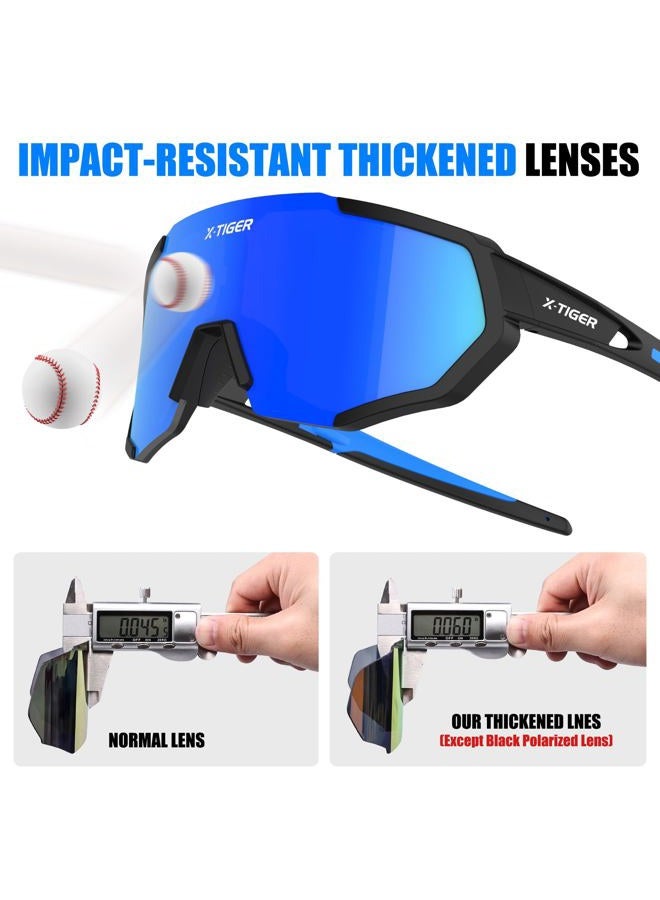 Xtiger Polarized Cycling Bike Sunglasses,Bicycle Glasses with 3 Interchangeable Lenses (Blackblue) - Image 4