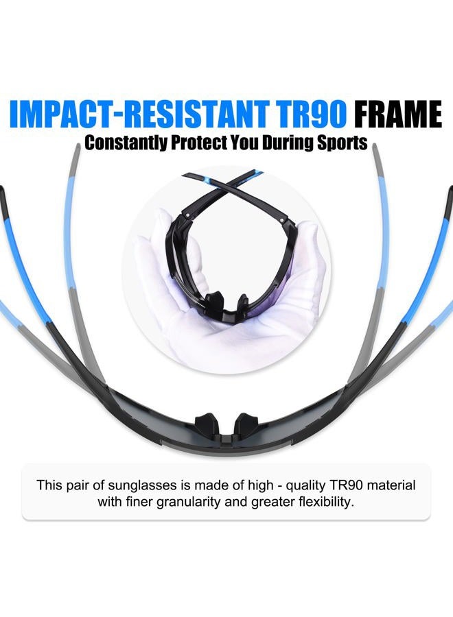 Xtiger Polarized Cycling Bike Sunglasses,Bicycle Glasses with 3 Interchangeable Lenses (Blackblue) - Image 5