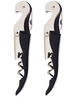 KASTWAVE Waiter Corkscrew Heavy Duty Chrome Drink Opener with Foil Cutter Professional 2 Pack Key for Bartenders and Black Bottle Opener  - Image 1