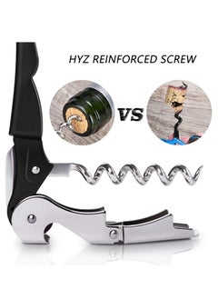 KASTWAVE Waiter Corkscrew Heavy Duty Chrome Drink Opener with Foil Cutter Professional 2 Pack Key for Bartenders and Black Bottle Opener  - Image 3