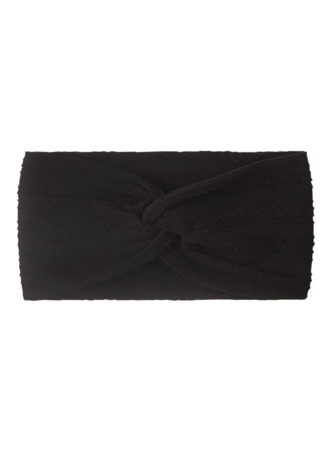 Syga Newborn Infant Baby Girls Soft Nylon Bowknot Tie Headbands Hairbands Fashion Hair Accessories Knotted Headband Toddlers Kids (Black) - Image 2