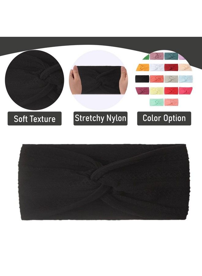 Syga Newborn Infant Baby Girls Soft Nylon Bowknot Tie Headbands Hairbands Fashion Hair Accessories Knotted Headband Toddlers Kids (Black) - Image 4