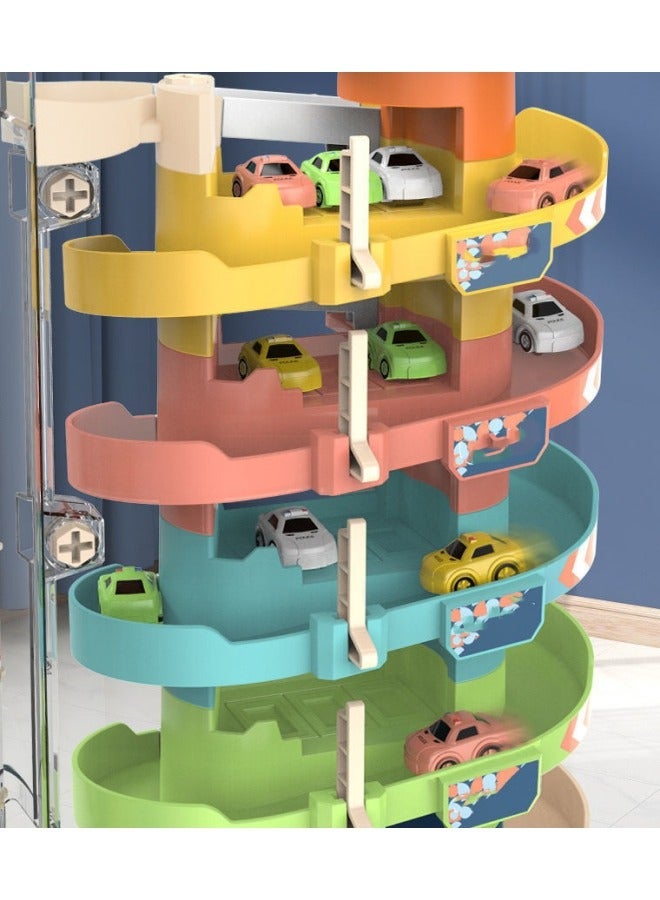 Race Track Car Ramp Toy,Lifting Parking Lot,With 4 Cars And Multiple Parking Spaces,Colorful Lights,Christmas & Birthday Toy Gift For Kids 3 4 5 6 7 8 9 Years Old(Parking Lot)  - Image 3