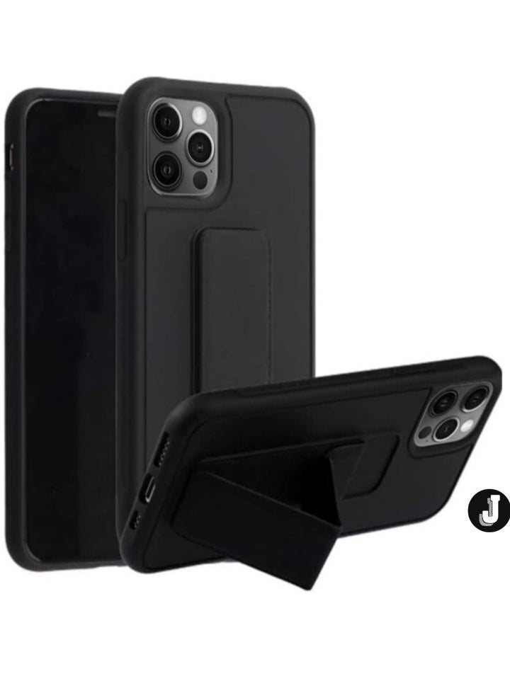 JAJEEK iPhone 16 Plus Purple Magnetic Car Mount Kickstand Case – Premium Silicone Multi-Stand with Hand Strap Grip - Image 5