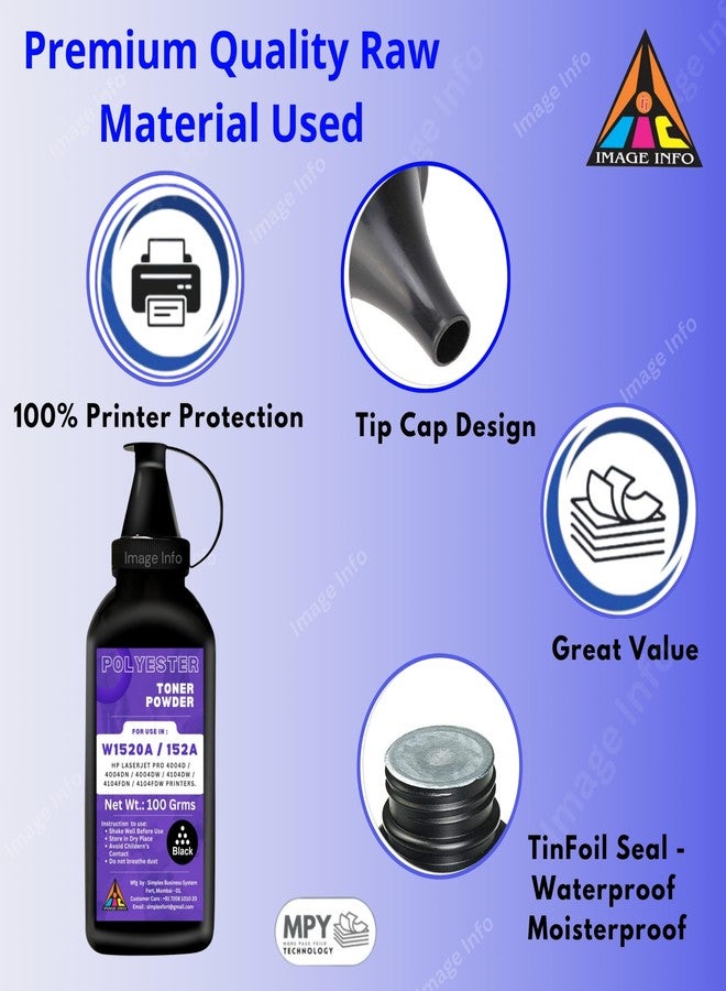 IIC IMAGE INFO ImageInfo Ultra Dark Toner Powder for Use in HP W1520A / 152A Toner Cartridge Pack of 2 (100GM Each) - Image 4