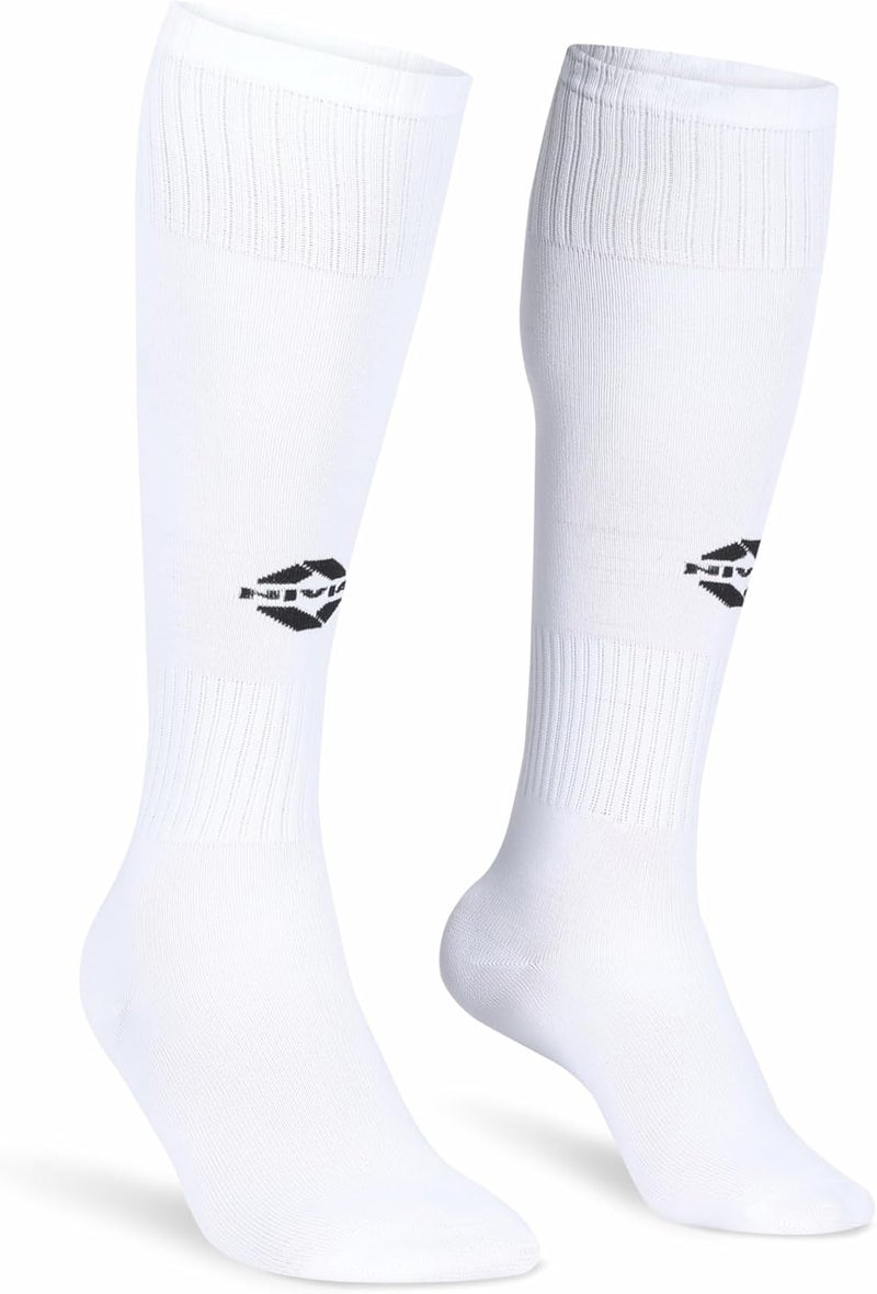 Nivia Plain Encounter Football Stockings, Micro Yarn Stocking, for Men & Women, Knee Length, Soccer Stockings (White/Black,Size-Medium) - Image 1